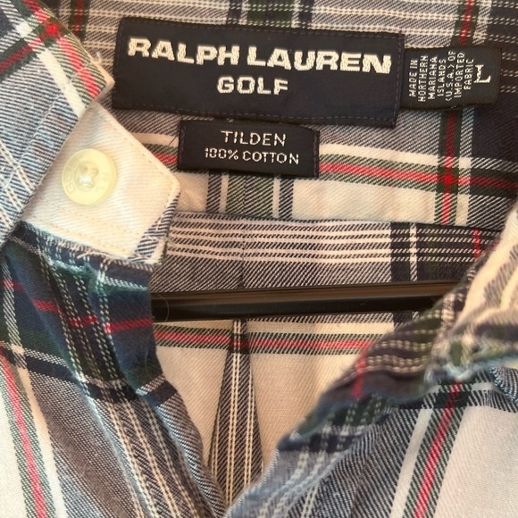 Ralph Lauren Golf Plaid Button Up Shirt Mens Large Cotton Gray EUC - Picture 2 of 5